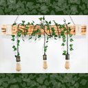 Ver imagem 6 de Luminária Rústica de Madeira Maciça 95cm com 3 Pendentes Ouro Velho + Plantas + Lâmpadas