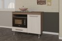 Ver imagem 1 de Balcão para Cooktop e Forno Predilleta Livia de 105cm 1 Porta e 1 Gaveta Nogal Salinas