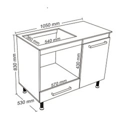 Balcão para Cooktop e Forno Predilleta Livia de 105cm 1 Porta e 1 Gaveta Nogal Salinas - 4