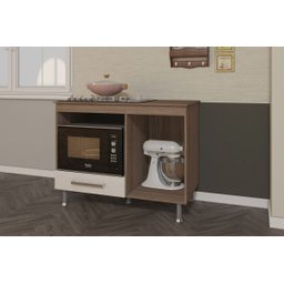 Balcão para Cooktop e Forno Predilleta Livia de 105cm 1 Porta e 1 Gaveta Nogal Salinas - 3