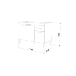 Balcão de Cozinha Predilleta Adrieli para Pia de 120cm 3 Portas e 1 Gaveta Branco - 4