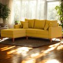 Ver imagem 2 de Sofá 3 Lugares Beny com Chaise Esquerdo Suede Amarelo
