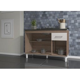Balcão de Cozinha Predilleta Adrieli para Pia de 120cm 3 Portas e 1 Gaveta Nogal Salinas - 3