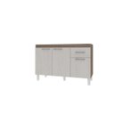 Ver imagem 2 de Balcão de Cozinha Predilleta Adrieli para Pia de 120cm 3 Portas e 1 Gaveta Nogal Salinas