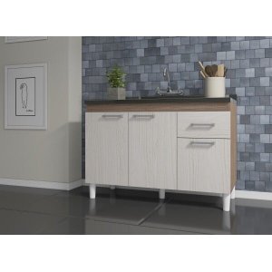 Balcão de Cozinha Predilleta Adrieli para Pia de 120cm 3 Portas e 1 Gaveta Nogal Salinas