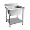 Mesa Pia Aço Inox Industrial com Paneleiro e Uma Cuba 50x40x25cm - 70x60x80cm - Brascool - 1