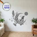 Ver imagem 2 de Adesivo Floral Boho Cinza Estilo Nórdico 110x94 Minimalista Mod.05