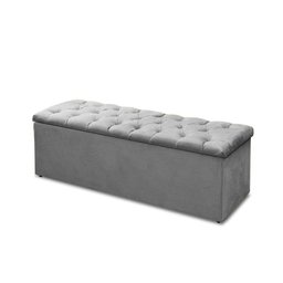 Kit Baú Recamier + Cabeceira Box Shop Casal Suede Cinza - 2