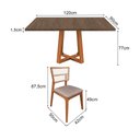 Ver imagem 4 de Mesa Restaurante Isabela 1,2m Freijó Pés Cerejeira 4 Cadeiras Manuela Bar Atendimento - Bege Veludo