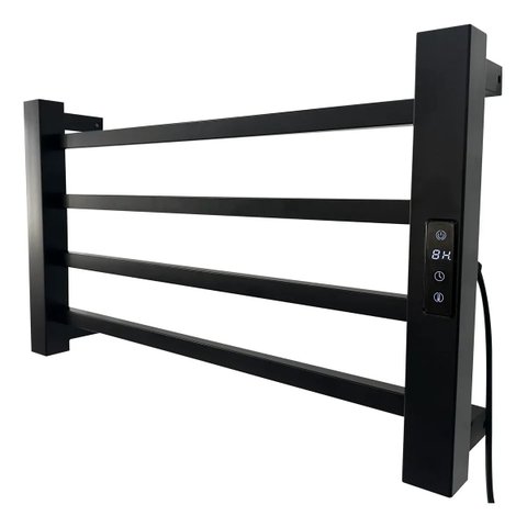 Toalheiro Elétrico Térmico Inox 304 Preto Fosco Timer Digital 1 Toalha - Fio do Lado Esquerdo - 110V