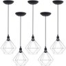 5 Pendentes Aramado Diamante Luminária Lustre P Teto Retrô Vintage Industrial Balcão Prata - 1