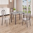 Ver imagem 1 de Conjunto de Mesa Tubular 100cm x 60cm Tampo Granito Topázio com 4 Cadeiras Lívia Prata/Arabesco/Mart