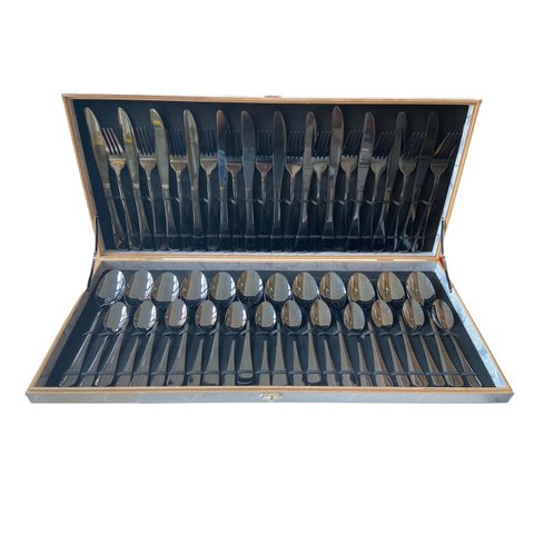 Faqueiro de Inox Preto Jogo de Talheres - 48 Peças