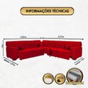 Ver imagem 4 de Sofá Magno 2.57x3.77m de Canto, Retrátil e Reclinável - Vermelho