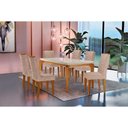 Ver imagem 1 de Kit Mesa C- Tampo Vidro 180cm + 6 Cadeiras Imbuia Linho Esmeralda