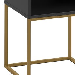 Mesa de Cabeceira Industrial Pé de Aço 1 Gaveta Corrediça Telescópica 1 Nicho - Preto/pé Dourado - 11