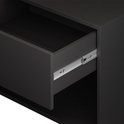 Mesa de Cabeceira Industrial Pé de Aço 1 Gaveta Corrediça Telescópica 1 Nicho - Preto/pé Dourado - 12