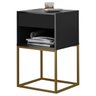 Mesa de Cabeceira Industrial Pé de Aço 1 Gaveta Corrediça Telescópica 1 Nicho - Preto/pé Dourado - 2
