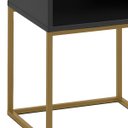 Ver imagem 3 de Mesa de Cabeceira Industrial Pé de Aço 1 Gaveta Corrediça Telescópica 1 Nicho - Preto/pé Dourado