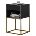 Ver imagem 5 de Mesa de Cabeceira Industrial Pé de Aço 1 Gaveta Corrediça Telescópica 1 Nicho - Preto/pé Dourado