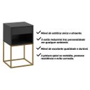 Ver imagem 7 de Mesa de Cabeceira Industrial Pé de Aço 1 Gaveta Corrediça Telescópica 1 Nicho - Preto/pé Dourado
