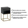 Mesa de Cabeceira Industrial Pé de Aço 1 Gaveta Corrediça Telescópica 1 Nicho - Preto/pé Dourado - 7