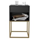 Ver imagem 3 de Mesa de Cabeceira Industrial Pé de Aço 1 Gaveta Corrediça Telescópica 1 Nicho - Preto/pé Dourado