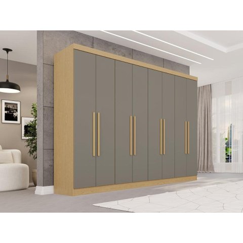 Guarda-Roupa Casal 8 Portas 241cm Multimóveis Madeirado/Cinza
