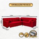 Ver imagem 2 de Sofá Magno 2.37x2.37m de Canto, Retrátil e Reclinável - Vermelho
