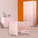 Ver imagem 1 de Conjunto Berço Reto, Cômoda Sapateira e Guarda Roupa Rosa