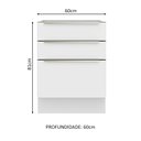 Ver imagem 2 de Balcão Madesa Lux 60 cm 3 Gavetas (Sem Tampo) Branco/Branco Veludo Cor:Branco/Branco Veludo
