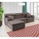 Ver imagem 4 de Sofá Orlando 2.80x1.70m com Chaise, Retrátil e Reclinável - Marrom