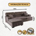 Ver imagem 3 de Sofá Orlando 2.80x1.70m com Chaise, Retrátil e Reclinável - Marrom