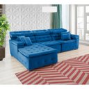 Ver imagem 4 de Sofá Orlando 2.80x1.90m com Chaise, Retrátil e Reclinável - Azul