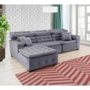 Ver imagem 4 de Sofá Orlando 2.80x1.90m com Chaise, Retrátil e Reclinável - Chumbo