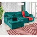 Ver imagem 1 de Sofá Orlando 2.80x1.70m com Chaise, Retrátil e Reclinável - Verde