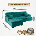 Ver imagem 3 de Sofá Orlando 2.80x1.70m com Chaise, Retrátil e Reclinável - Verde