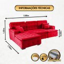 Ver imagem 3 de Sofá Orlando 2.80x1.90m com Chaise, Retrátil e Reclinável - Vermelho