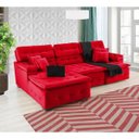 Ver imagem 1 de Sofá Orlando 2.80x1.90m com Chaise, Retrátil e Reclinável - Vermelho