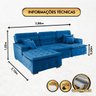 Sofá Orlando 2.80x2.10m com Chaise, Retrátil e Reclinável - Azul - 2
