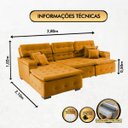 Ver imagem 3 de Sofá Orlando 2.80x2.10m com Chaise, Retrátil e Reclinável - Terra