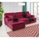 Ver imagem 1 de Sofá Orlando 2.80x2.10m com Chaise, Retrátil e Reclinável - Vinho