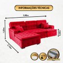 Ver imagem 2 de Sofá Orlando 2.80x2.10m com Chaise, Retrátil e Reclinável - Vermelho
