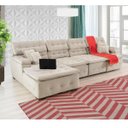 Ver imagem 1 de Sofá Orlando 3.45x1.50m com Chaise, Retrátil e Reclinável - Bege