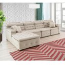 Ver imagem 3 de Sofá Orlando 3.45x1.50m com Chaise, Retrátil e Reclinável - Bege