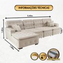 Ver imagem 2 de Sofá Orlando 3.45x1.50m com Chaise, Retrátil e Reclinável - Bege