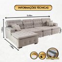 Ver imagem 2 de Sofá Orlando 3.45x1.50m com Chaise, Retrátil e Reclinável - Avelã