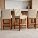 Ver imagem 7 de Kit 03 Banquetas Baixa para Cozinha Bancada 90 cm Fixa Mila L02 Linho Bege - Lyam Decor Banqueta Bai
