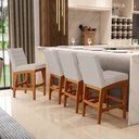 Ver imagem 3 de Kit 03 Banquetas Baixa Para Cozinha Bancada 90 cm Fixa Mila L02 Linho Bege - Lyam Decor Banqueta Bai