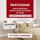 Ver imagem 4 de Kit 2 Mesas de Cabeceira Suspensas 30cm com Nicho e Gaveta MDF 15mm Branco Já Montadas